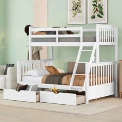 Twin Over Full Bunk Bed With Ladders And Two Storage Drawers-ModernLuxe -Home Decoration Store GUEST 006c0e0a 4bd0 4ed0 a633 73c8e3618acb