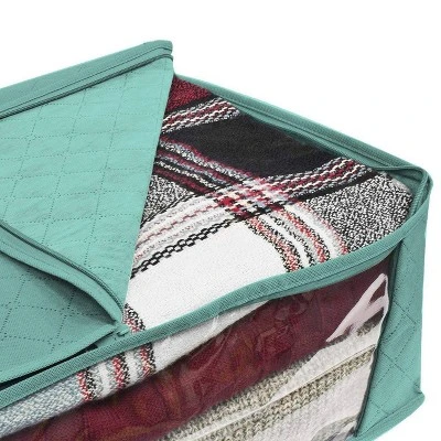 Sorbus 3pc Storage Bamboo Teal Fiber Clothing Organizer Bags Set 3 Sorbus 3pc Storage Bamboo Teal Fiber Clothing Organizer Bags Set - Image 3