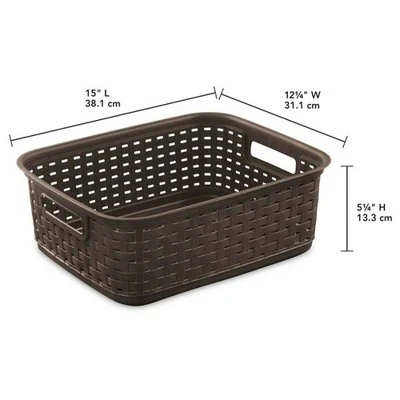 Sterilite Decorative Wicker-Style Short Weave Basket, Espresso 12726P06 (6 Pack) 2 Sterilite Decorative Wicker-Style Short Weave Basket, Espresso 12726P06 (6 Pack) - Image 2