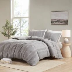 3pc Hailey Cotton Gauze Waffle Weave Duvet Cover Set Gray - Urban Habitat -Home Decoration Store GUEST 05642a87 8065 4ec1 a8aa 6ed95c60b0f8