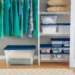 Sterilite Stackable 56 Quart Clear Home Storage Box With Handles And Marine Blue Lid For Efficient, Space Saving Storage And Organization (8 Pack) -Home Decoration Store GUEST 09a74993 f03b 495d 9410 5a56d5503cb9