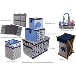 Bacati - Elephants Blue/Gray Storage Caddy -Home Decoration Store GUEST 09ba2bbc 88a7 4840 a753 14cacf24d917