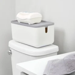 Cade Lidded Storage Bin White/Gray - IDESIGN 7 Cade Lidded Storage Bin White/Gray - IDESIGN -Home Decoration Store GUEST 0ac705a4 f25b 4d4d 9303 37ac859f0e55