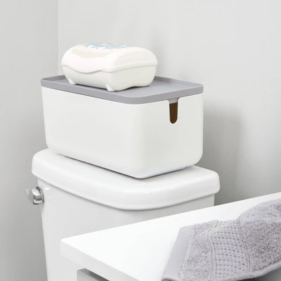 Cade Lidded Storage Bin White/Gray - IDESIGN 4 Cade Lidded Storage Bin White/Gray - IDESIGN - Image 4