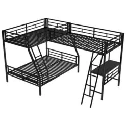 Twin Over Full Metal Bunk Bed With Twin Size Loft Bed And Desk, Black - ModernLuxe -Home Decoration Store GUEST 0b7c2d78 4379 4111 a7b0 300df1bbe354
