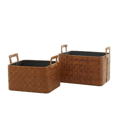 Set Of 2 Leather Magazine Holder - Olivia & May 1 Set Of 2 Leather Magazine Holder - Olivia & May