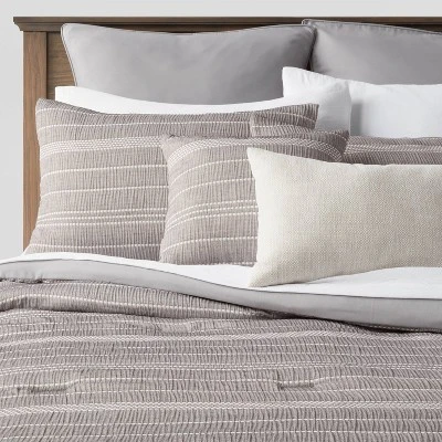 12pc Chambray Matelasse Stripe Comforter & Sheet Bedding Set Gray - Threshold™ 10 12pc Chambray Matelasse Stripe Comforter & Sheet Bedding Set Gray - Threshold™ - Image 10