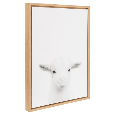 24" X 18" Baby Goat Framed Canvas Art Natural - Uniek 1 24" X 18" Baby Goat Framed Canvas Art Natural - Uniek