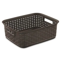 Home Decoration Store 22 Sterilite Decorative Wicker-Style Short Weave Basket, Espresso 12726P06 (6 Pack)