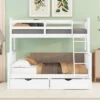 Twin Over Full Bunk Bed With Ladders And Two Storage Drawers-ModernLuxe