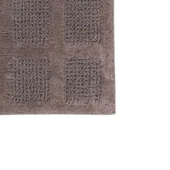 Square Honeycomb 100% Cotton Reversible Bath Rug Stone By Knightsbridge