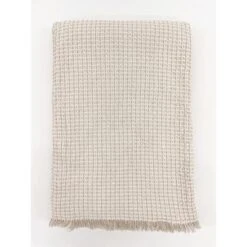 Ivory & Taupe Cotton Waffle Weave Bed Blanket - Anaya -Home Decoration Store GUEST 11d86f85 df8c 4892 8ecf 1d9b5248cfe8