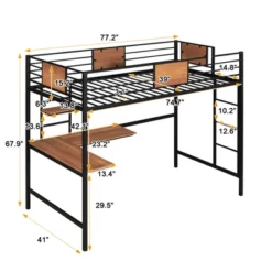 Twin Metal Loft Bed With Desk And Shelve - ModernLuxe -Home Decoration Store GUEST 135b5db2 68bf 46e3 89ad c5cf40d2ec61