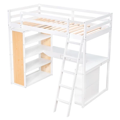 Loft Bed With Ladder, Shelves, And Desk - ModernLuxe 6 Loft Bed With Ladder, Shelves, And Desk - ModernLuxe - Image 6