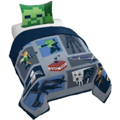 Saturday Park Minecraft Emblematic 100% Organic Cotton Duvet Cover & Sham Set -Home Decoration Store GUEST 14aeca95 f3d3 4810 8eae 5cd8f7a0efcb