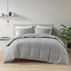 N Natori 3pc Origami Oversized Knit Quilted Top Duvet Cover Mini Set Gray -Home Decoration Store GUEST 14cce477 6a79 4ba8 ad7d ea753150e9d3