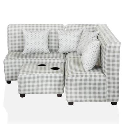 Tibbetts Kids' Sectional With Ottoman Gray/White - HOMES: Inside + Out 2 Tibbetts Kids' Sectional With Ottoman Gray/White - HOMES: Inside + Out - Image 2