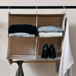 Household Essentials 4 Pocket Wide Organizer With Hangbar Latte