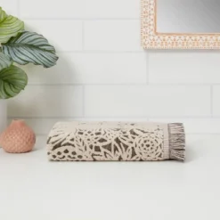 Allover Pattern Towels Black/White - Opalhouse