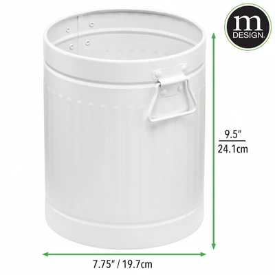 MDesign Metal Trash Can Wastebasket, Garbage Container Bin, Handles 3 MDesign Metal Trash Can Wastebasket, Garbage Container Bin, Handles - Image 3