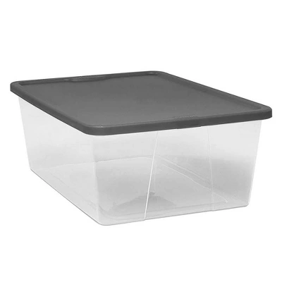 Homz Snaplock 12-Quart Plastic Multipurpose Stackable Storage Container Bins With Gray Snaplock Lid For Home And Office Organization, Clear (4 Pack) 2 Homz Snaplock 12-Quart Plastic Multipurpose Stackable Storage Container Bins With Gray Snaplock Lid For Home And Office Organization, Clear (4 Pack) - Image 2