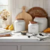 Dry Goods Stoneware Canister With Wood Lid Cream/Brown - Hearth & Hand™ With Magnolia