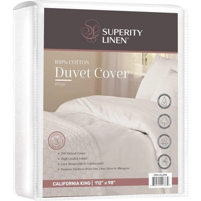 Superity Button Closure 100% Cotton Duvet Cover – White 9 Superity Button Closure 100% Cotton Duvet Cover – White - Image 9