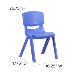 Emma And Oliver 4 Pack Blue Plastic Stack School Chair With 15.5"H Seat, 3rd-7th School Chair -Home Decoration Store GUEST 22273ccc dc2f 4268 934d 92145e353b98