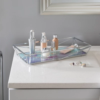 Geometric Tempered Glass Vanity Tank Tray Marble Metallic/Chrome - Home Details 3 Geometric Tempered Glass Vanity Tank Tray Marble Metallic/Chrome - Home Details - Image 3