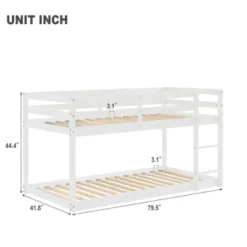 Twin Over Twin Floor Bunk Bed With Ladder And Safety Guardrail-ModernLuxe -Home Decoration Store GUEST 23a2e3b9 f340 4b8a 8e0f 220cdb1f9b2e