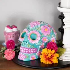 Northlight 7.75" Blue And Pink Day Of The Dead Skull Coin Bank -Home Decoration Store GUEST 255ad5c4 cf22 44c4 a3a7 453ccfcc8341