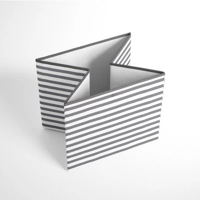 Bacati - Pin Stripes White/Gray Storage Box Small 1 Bacati - Pin Stripes White/Gray Storage Box Small