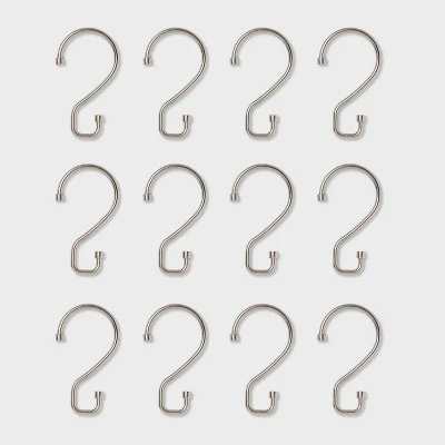 S Hook Without Roller Ball Shower Curtain Rings Brushed Nickel - Made By Design™ 2 S Hook Without Roller Ball Shower Curtain Rings Brushed Nickel - Made By Design™ - Image 2