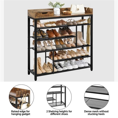 Yaheetech 6-Tier Shoes Rack Shelf Organizer Entryway Shoes Shelf With Storage Box, Rustic Brown 3 Yaheetech 6-Tier Shoes Rack Shelf Organizer Entryway Shoes Shelf With Storage Box, Rustic Brown - Image 3
