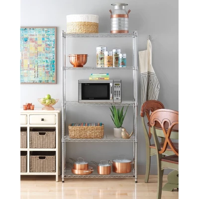 Whitmor Supreme 5 Tier Shelving Chrome Silver 3 Whitmor Supreme 5 Tier Shelving Chrome Silver - Image 3