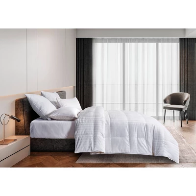 Siberian Damask Stripe Down All Seasons Comforter White - Blue Ridge Home Fashions 2 Siberian Damask Stripe Down All Seasons Comforter White - Blue Ridge Home Fashions - Image 2