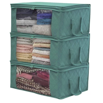 Sorbus 3pc Storage Bamboo Teal Fiber Clothing Organizer Bags Set 1 Sorbus 3pc Storage Bamboo Teal Fiber Clothing Organizer Bags Set