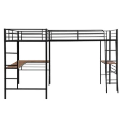 Metal Twin Size Loft Bed With Two Built-in Desks, Black - ModernLuxe -Home Decoration Store GUEST 2ca544d5 0cdc 4769 a41c 97eade787cdf