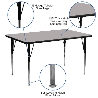 Emma And Oliver 24x60 Rectangle HP Laminate Adjustable Activity Table 7 Emma And Oliver 24x60 Rectangle HP Laminate Adjustable Activity Table - Image 7