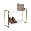 Honey-Can-Do 2 Tier Square Tube Shoe Rack Olive And White