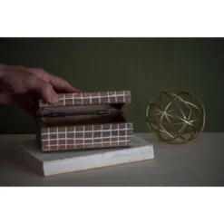 Handcarved Plaid 6x4" Lidded Decorative Wood Storage Box - Foreside Home & Garden -Home Decoration Store GUEST 3137dcfd 894e 442c bcc6 87814a2c2230