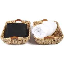 Juvale 2 Pack Natural Brown Hyacinth Storage Baskets With Wooden Handles For Shelves, Decorative Bathroom Organization, 14.5 X 10.5 X 4 In -Home Decoration Store GUEST 31cb9120 86ad 45e7 b2e9 3fa66cda251a