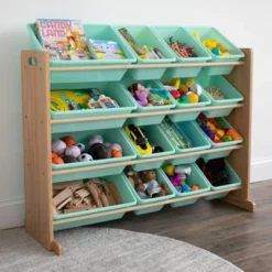 Toy Organizer With 16 Storage Bins Natural/Mint - Humble Crew -Home Decoration Store GUEST 33742ddc 3da9 4bde 96ed f83db271ac0c