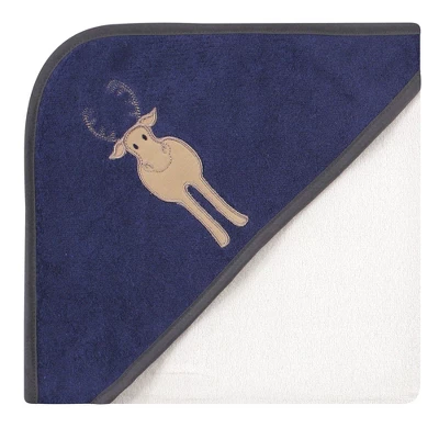 Hudson Baby Infant Boy Cotton Rich Hooded Towels, Blue Moose, One Size 2 Hudson Baby Infant Boy Cotton Rich Hooded Towels, Blue Moose, One Size - Image 2