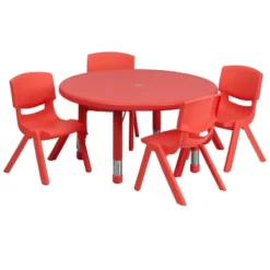 Flash Furniture 33" Round Plastic Height Adjustable Activity Table Set With 4 Chairs -Home Decoration Store GUEST 3375d801 80e4 4a3c ba6d 0041d96b7cbc