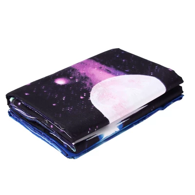 PiccoCasa Polyester Galaxy Sky Cosmos Night Pattern 3D Printed Duvet Cover Set With 2 Pillowcases 4 Pcs Queen Dark Purple 6 PiccoCasa Polyester Galaxy Sky Cosmos Night Pattern 3D Printed Duvet Cover Set With 2 Pillowcases 4 Pcs Queen Dark Purple - Image 6