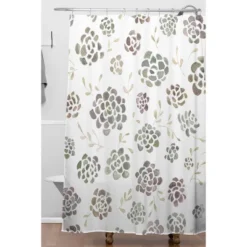 Kelli Murray Succulents Shower Curtain Green/Brown - Deny Designs