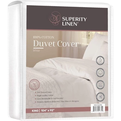 Superity Button Closure 100% Cotton Duvet Cover – White 4 Superity Button Closure 100% Cotton Duvet Cover – White - Image 4