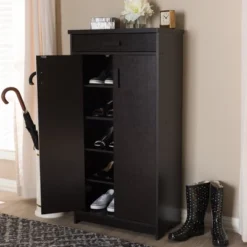 Bienna Modern And Contemporary Finished Shoe Cabinet Dark Brown - Baxton Studio -Home Decoration Store GUEST 3768f76d dfeb 40a1 9143 04c589370ef0