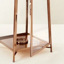 Raised Metal & Glass Pillar Candle Lantern Copper - Hearth & Hand™ With Magnolia -Home Decoration Store GUEST 387cd88b 3e75 4c64 8f3b dd1153cd38c8